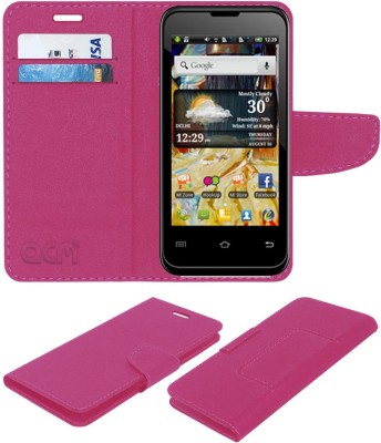 ACM Flip Cover for Micromax Ninja 4.0 A87(Pink, Cases with Holder, Pack of: 1)