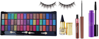 

KASCN ORIGINAL HIGH QUALITY PROFESSIONAL EYESHADOW,KAJAL, EYELINER,MASCARA,EYELASH COMBO KIT FOR ALL SKIN TONE(Set of 1)