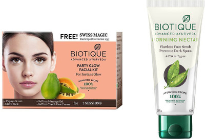 

BIOTIQUE BIO Bio Party Glow Facial Kit, Bio Morning Nectar Face Scrub(Set of 2)