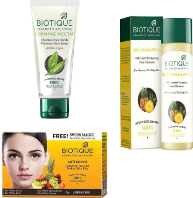 

BIOTIQUE BIO Bio Anti Tan Facial Kit, Bio Morning Nectar Face Scrub, Bio Pineapple Oil Control Face Cleanser For Normal To Oil Skin(Set of 3)