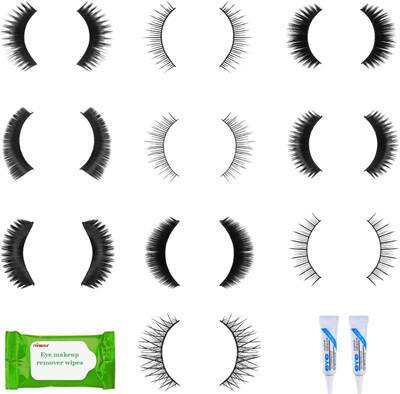 

Kelley 10 Pair Thick Hair Waterproof Reusable Eye Lashes Mink Collection With 2 Piece Eyelash Clear White Glue And 30 Eye Makeup Remover Wipes(Set of 42)