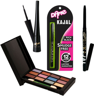 

Dame Kajal 12Shades + Kajal Pencil + Eye Liner(Set of 3)