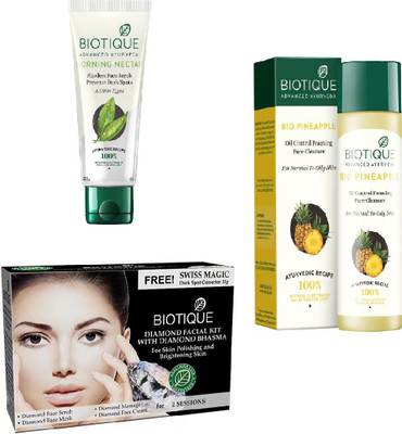 

BIOTIQUE BIO Bio Diamond Facial Kit, Bio Morning Nectar Face Scrub, Bio Pineapple Oil Control Face Cleanser For Normal To Oil Skin(Set of 3)