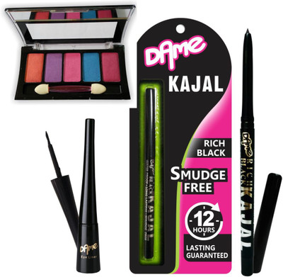 

Dame Eye Shadow 12 Shades + Eye Liner + Pencil kajal(Set of 3)