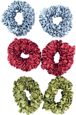 

One Personal Care Princess Colorful Designer Fabric Scrunchies Casual Wear SQ-539-02 Rubber Band, Hair Accessory Set(Maroon, Blue, Green, Multicolor)