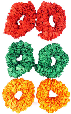 

One Personal Care Princess Colorful Designer Fabric Scrunchies Casual Wear SQ-541-02 Rubber Band, Hair Accessory Set(Green, Red, Yellow)