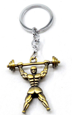

Faynci Antique Golden Stainless Steel bodybuilding weight lifting keyring charm gift Key Chain Key Chain