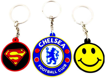 

ShopTop Combo Rubber keychain of 3 ( Superman, Chelsea and Smiley) Key Chain