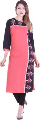 Chichi Women Embroidered Straight Kurta(Pink)