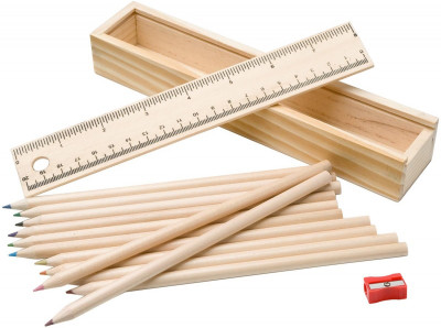 

A2Z Unique Design Art Art Wood Pencil Box(Set of 14, Beige)