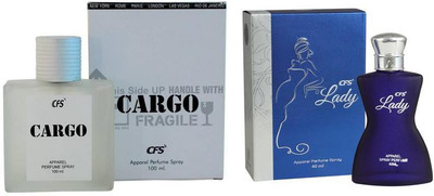 

CFS Perfume CFS Cargo White Perfume 100 ML + CFS Lady Blue Perfume 40 ML Perfume - 140 ml(For Men & Women)