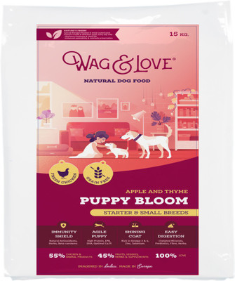 

Wag & Love Natural Dog Food, Puppy Bloom for Small & Medium Breed Puppy Fruit, Meat 15 kg Dry Dog Food