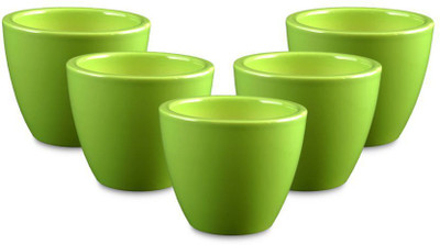 

Yellow Table Combo of 5 Mini Ceramic Flower Pot in Bright Green, (Height 3 inch); Pot for Living Room / Table Top / Indoor Plants / Artificial Flowers / Garden D�cor Plant Container Set (Pack of 5, Ceramic) Plant Container Set(Pack of 5, Ceramic)
