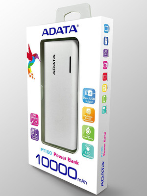 

ADATA 10000 mAh Power Bank (PT100 White-Blue, Adata PT100)(White, Lithium-ion)