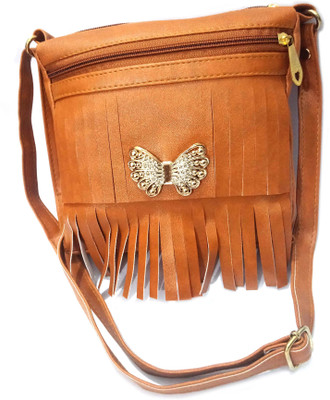 

OBEROI Women Casual Tan Leatherette Sling Bag