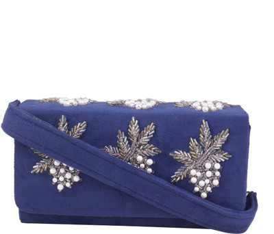 

TARUSA Women Evening/Party Blue Leatherette Sling Bag