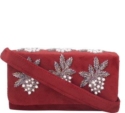 

TARUSA Women Evening/Party Maroon Leatherette Sling Bag