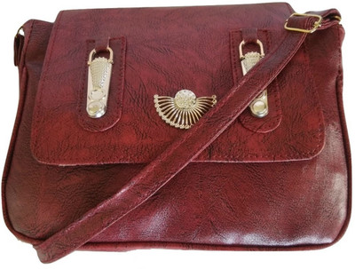 

GiftingTree Girls Casual Maroon PU Sling Bag
