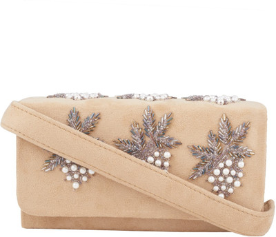 

TARUSA Women Evening/Party Beige Leatherette Sling Bag