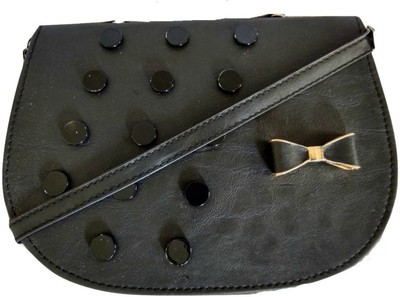 GiftingTree Girls Casual Black PU Sling Bag