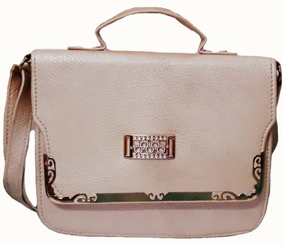 Rosy Women Casual Beige PU, Cotton Sling Bag