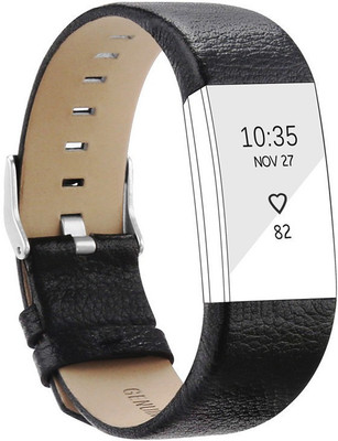 

Shopizone Leather Strap For Fitbit Charge 2 Black Smart Band Strap(Black)