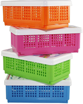 

k kudos enterprise set of 4 foldable multipurpose Storage Basket(Pack of 4)