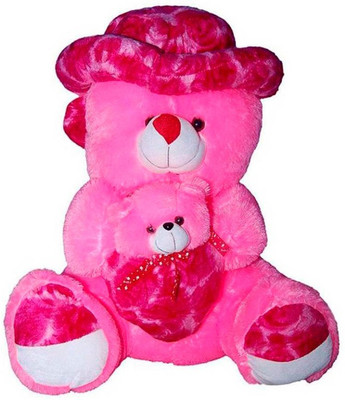 

ATTRACTIVE 3 FEET SOFT SITTING CUTE CAP & MOTHER BEAR TEDDY BEAR - 90 cm(Pink)