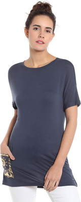 VERO MODA Solid Women Round Neck Blue T-Shirt
