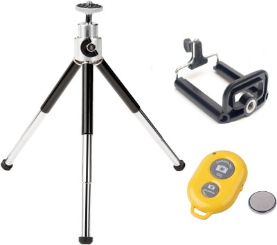 

ReTrack Adjustable Mini Mobile Phone Camera Stand With Bracket and Bluetooth Shutter Tripod(Black, Yellow, Supports Up to 500 g)