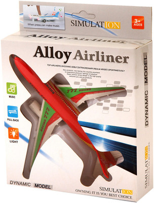 

Tokenz Diecast Alloy Airliner Boeing 777 Simulation Model Pull Back Toy Red(Red)