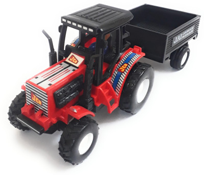 

The Game Begins Tractor with Trolley, toy for kids, Red and Black, Length 23 cm(Red, Black), Black;red