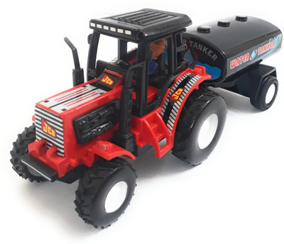 

The Game Begins Tractor with Water Tanker, toy for kids, Red and Black, Length 23 cm(Red, Black), Black;red