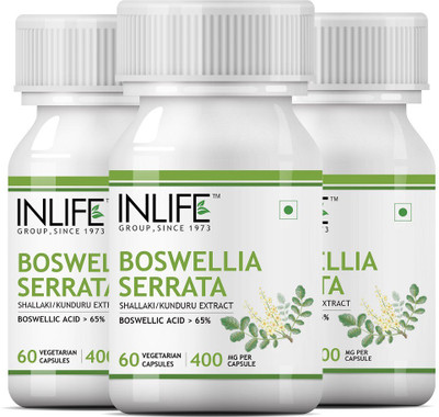

Inlife INLIFE Boswellia Serrata Extract (Boswellic Acids > 65%) Joint Supplement, 400 mg - 60 Vegetarian Capsules (3 pack)(180)
