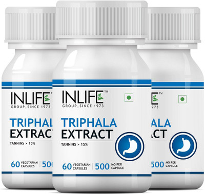 

Inlife Triphala Extract (Tannins > 15%) Amlaki, Haritaki and Bibhitaki, Digestion Support Supplement, 500 mg - 60 Vegetarian Capsules (3 pack)(180 No)