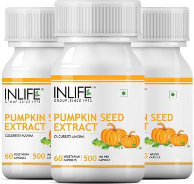 

Inlife Pumpkin Seed Extract Supplement, 500 mg - 60 Vegetarian Capsules (3 pack)(180 No)