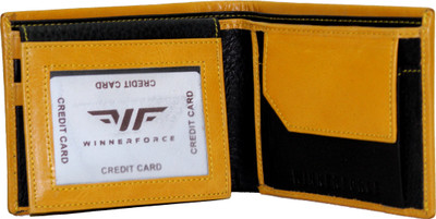 

Winner Force Men Yellow, Black Genuine Leather Wallet(5 Card Slots), Black;yellow