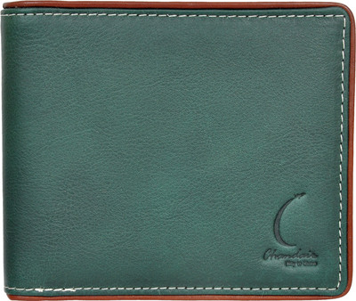 

Chandair Men Brown Genuine Leather Wallet(4 Card Slots), Green brown piping