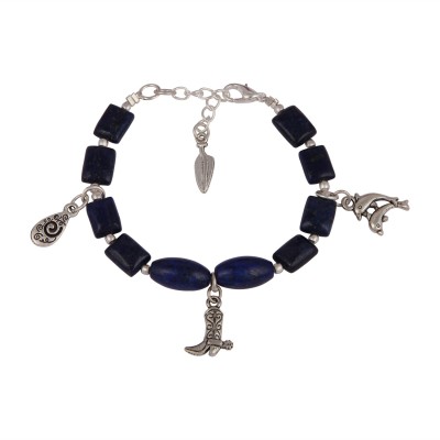 Pearlz Ocean Alloy Lapis Lazuli Charm Bracelet