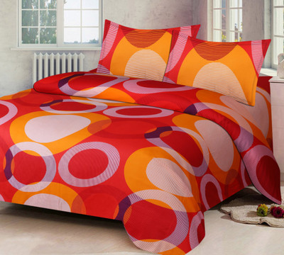 Home Candy 152 TC Microfiber Double Geometric Flat Bedsheet(Pack of 1, Multicolor)