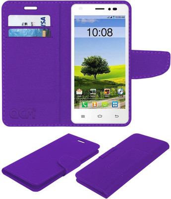 ACM Flip Cover for Intex Cloud Q5(Purple, Cases with Holder, Pack of: 1)