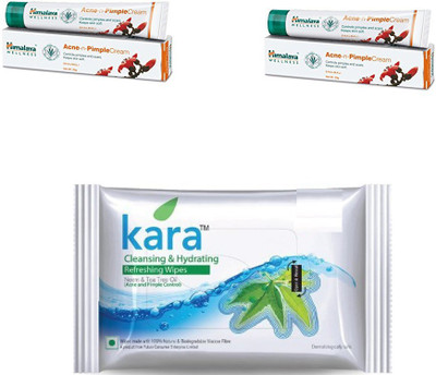 

Himalaya pimple care cream. kara skin care wipes(Set of 3)