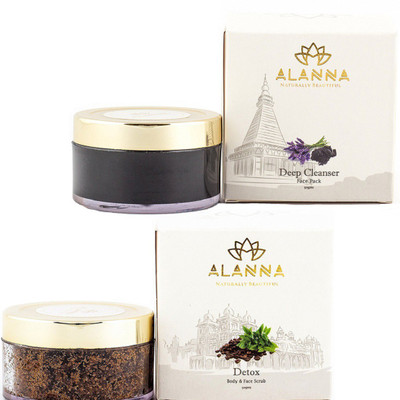 

Alanna Naturally Beautiful Combo of Activated Charcoal And Lavender Deep Cleanser Face Pack - (50 Gms) & Detox Face and Body Scrub for Men and Women - (50gms)(Set of 2)
