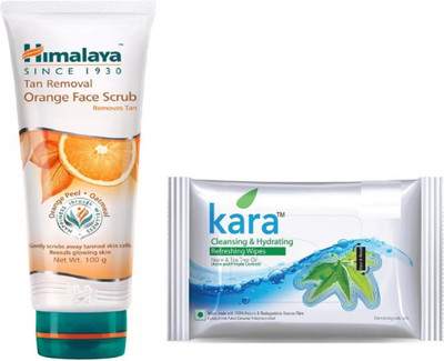 

Himalaya tan removal orange face scrub, kara skin care wipes(Set of 2)
