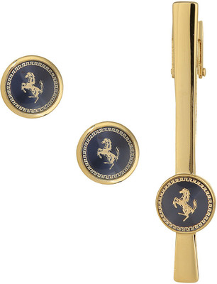 TRIPIN Brass Cufflink & Tie Pin Set(Blue)