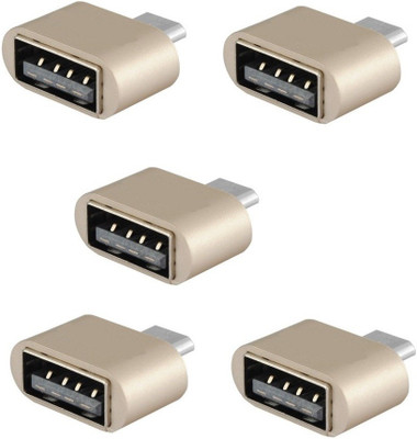 

ReTrack SET OF 5PC Mini Size Metal Type C Male to USB3.0 Female for Mobile USB Adapter(Gold)