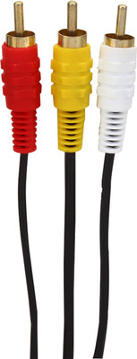 

J.P.W Black 3 RCA Male to Male Cable RCA Audio Video Cable(Music Player & Tv/CD, Black)