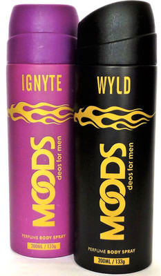 

Moods IGNYTE & WYLD (COMBO PACK) Perfume Body Spray - For Men(400 ml, Pack of 2)