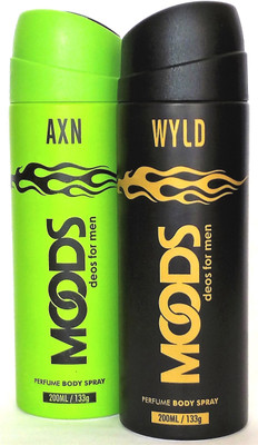 

Moods AXN & WYLD (COMBO PACK) Perfume Body Spray - For Men(200 ml, Pack of 2)