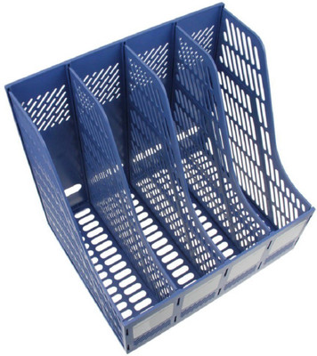 

DIVINEZON 4 Compartments Plastic File Rack(Blue)